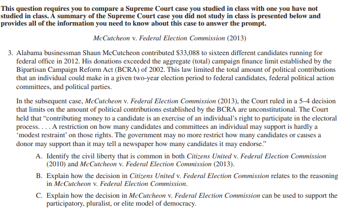 AP美国政府与政治真题讲解 AP美国政府与政治真题讲解