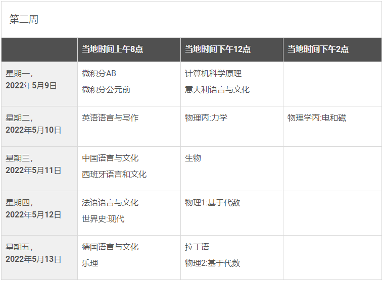 2022年ap考试时间表 2022年ap考试时间表