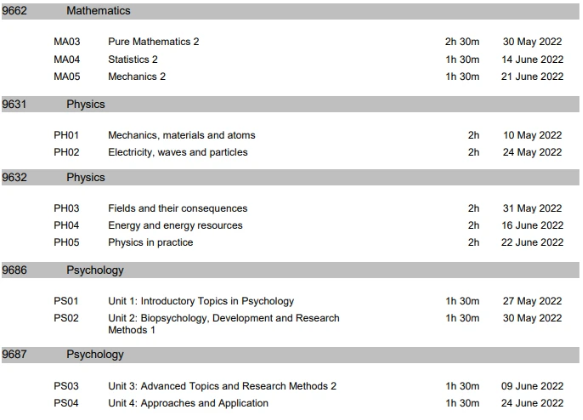 2022年alevel考试时间 2022年alevel考试时间