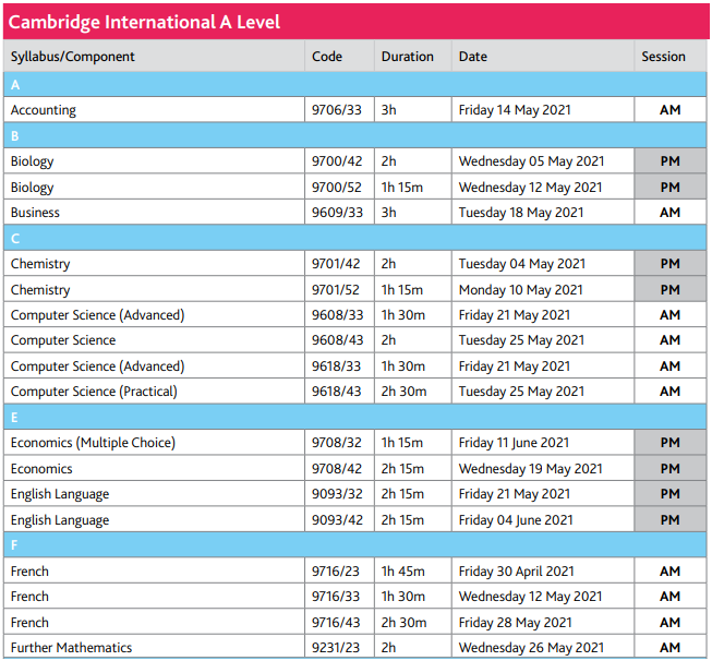 2021��alevel����ʱ����ʲôʱ��